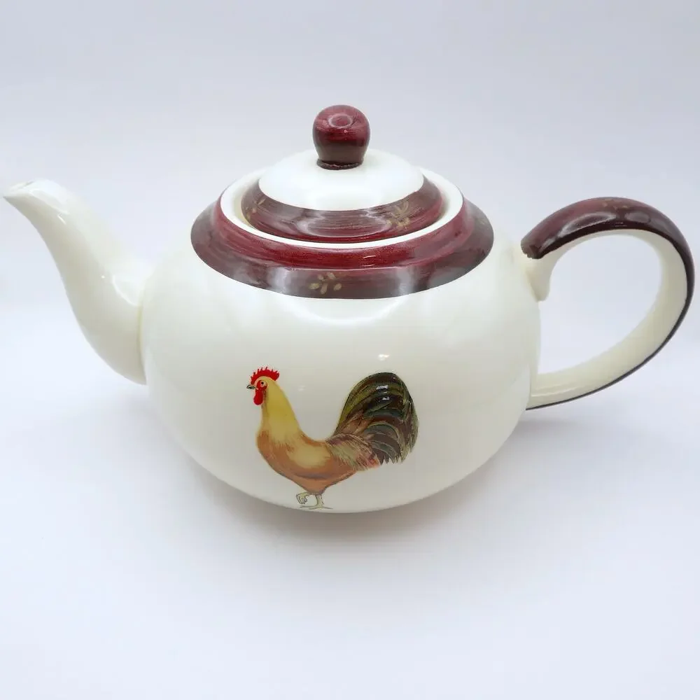 Creative Tops Old Farm House Rooster Chicken Ceramic Teapot Country Kitchen Lid